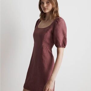 Madewell Mauve Maisie Mini DressPuff Sleeve Sheath Mini Dress